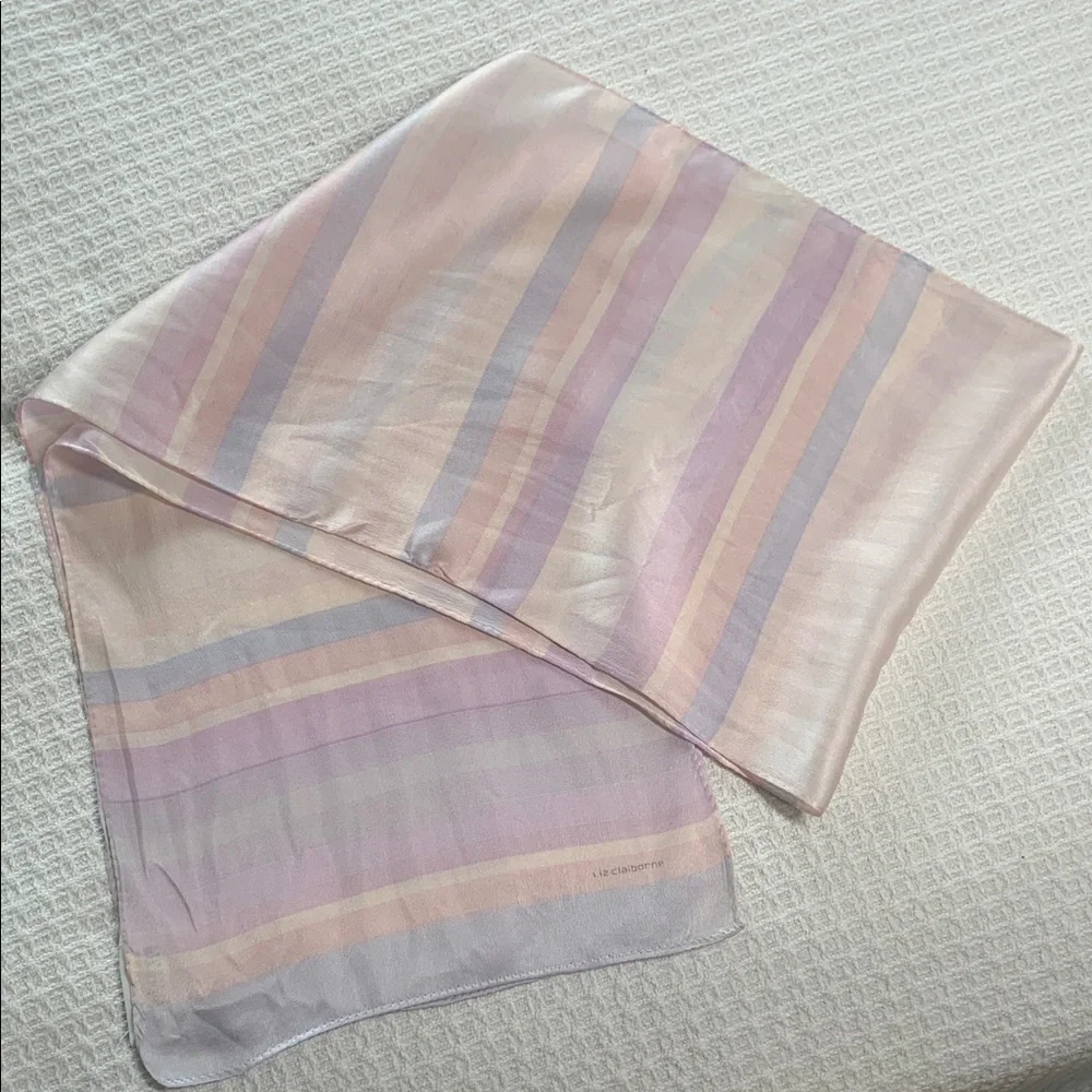 Liz Claiborne vintage silk scarf pastel stripes